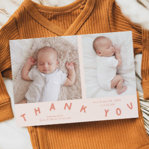 Faire-part Merci Typographie Pêche photo de naissance