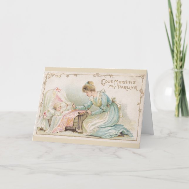 Faire-part Mère vintage et nouveau bébé, (Devant)