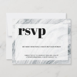 Faire-part Message numérique en marbre noir blanc RSVP