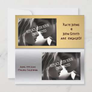 Faire-part Mettalic moderne Carré annonce Fiançailles 