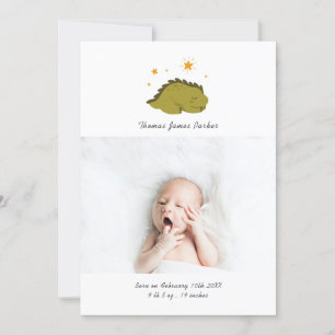 Faire-part Mignon Green Dinosaur Photo Collage de la naissanc