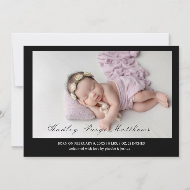 Faire-part Minimal Elegant Script Baby Girl Arrival Card (Devant)