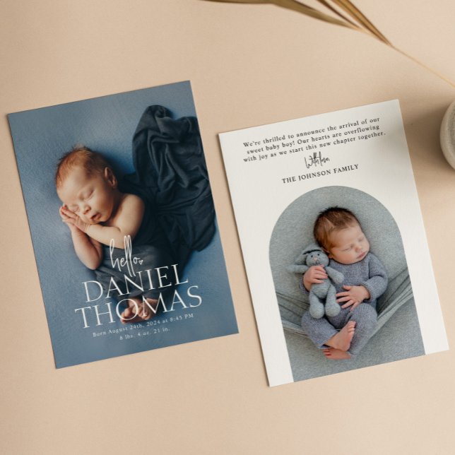 Faire-part Minimal moderne photo pleine naissance bébé (Créateur téléchargé)