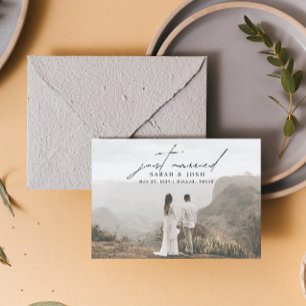 Faire-part Minimaliste Moderne Juste Marié 3 Mariage Photo Un