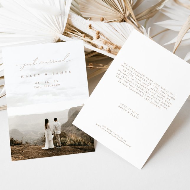 Faire-part Minimaliste moderne Juste Marié Photo Mariage Anno (Créateur téléchargé)