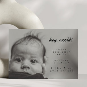 Faire-part Minimaliste Moderne Naissance Bébé Photo Personnal