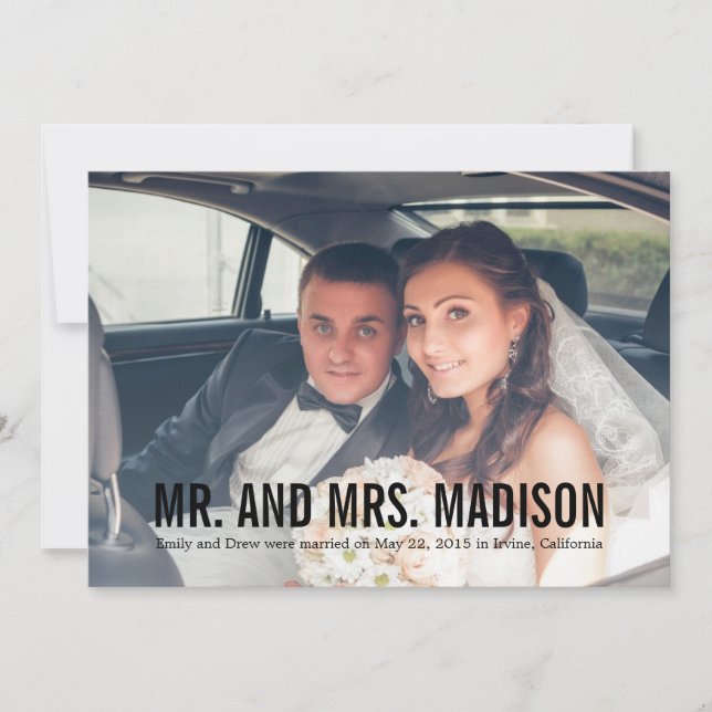 Faire-part minimaliste moderne - Noir (Devant)