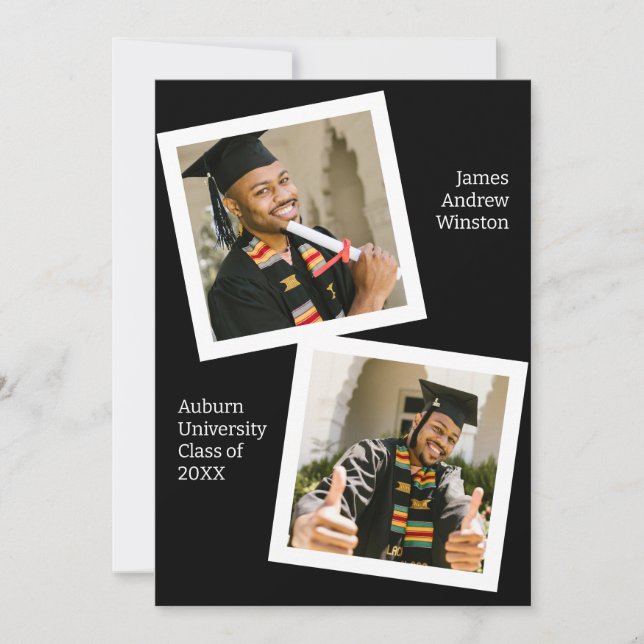 Faire-part minimaliste noir et blanc (Devant)