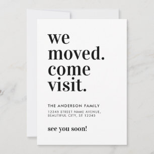 Faire-part Minimaliste Nous Avons Déménagé Venez Visiter Typo