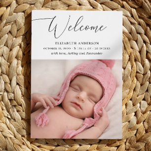 Faire-part Minuscule délicat script élégant bébé naissance