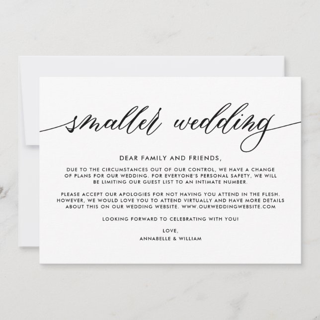 Faire-part Mise à jour de mariage | Mariage plus petit (Devant)