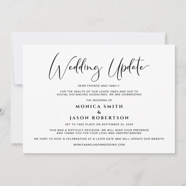 Faire-part Mise à jour de mariage plus petit Changement de pl (Devant)