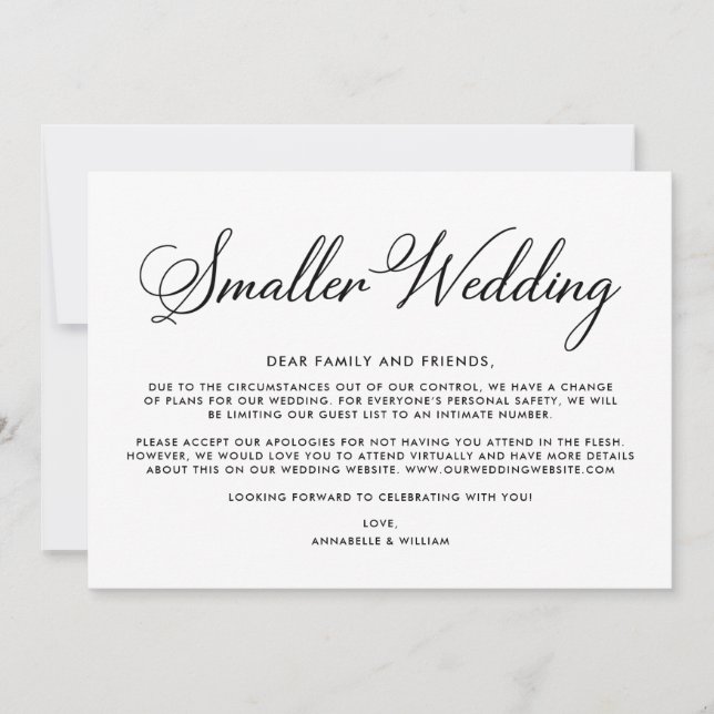 Faire-part Mise à jour du mariage | Mariage plus intime (Devant)