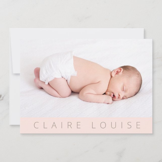Faire-part Modern|Blush Pink|Photo Collage Bébé Fille Naissan (Devant)