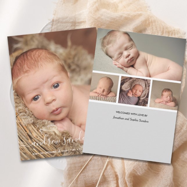 Faire-part Modern Calligraphy Birth of a Baby Boy (Créateur téléchargé)