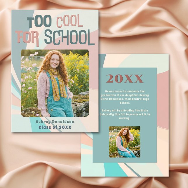 Faire-part Modern Groovy Peach Teal Aqua Retro Graduation (Modern Groovy Peach Teal Aqua Retro Graduation Announcement)