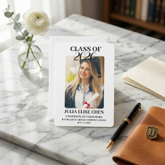 Faire-part Modern Minimalist Photo Graduation Black Script 