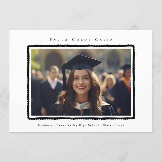 Faire-part Modern Photo Black Frame Graduation High School (Devant)