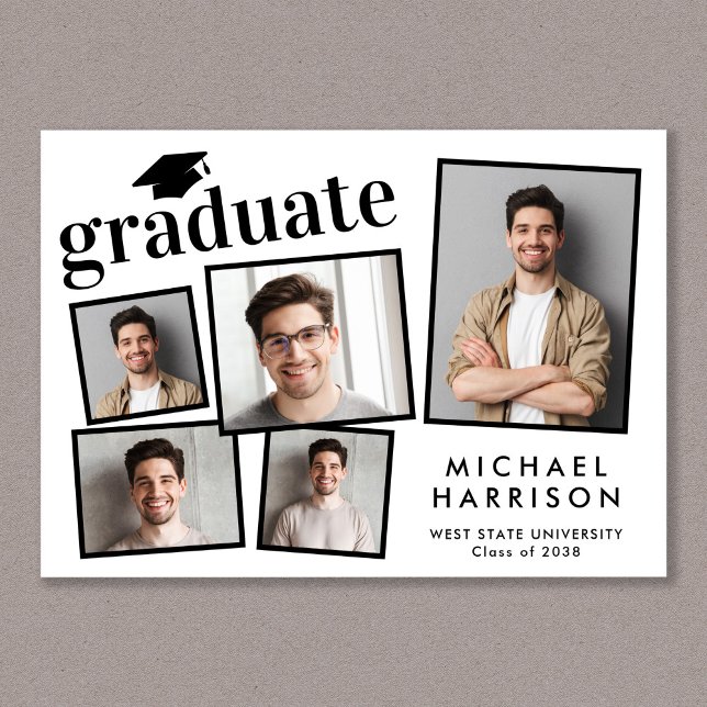 Faire-part Moderne 5 - Diplôme photo (Cherish the milestone: share your graduate's achievement with a custom photo graduation announcement)