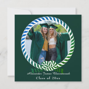 Faire-part Moderne Bleu Vert 1 Photo Graduation