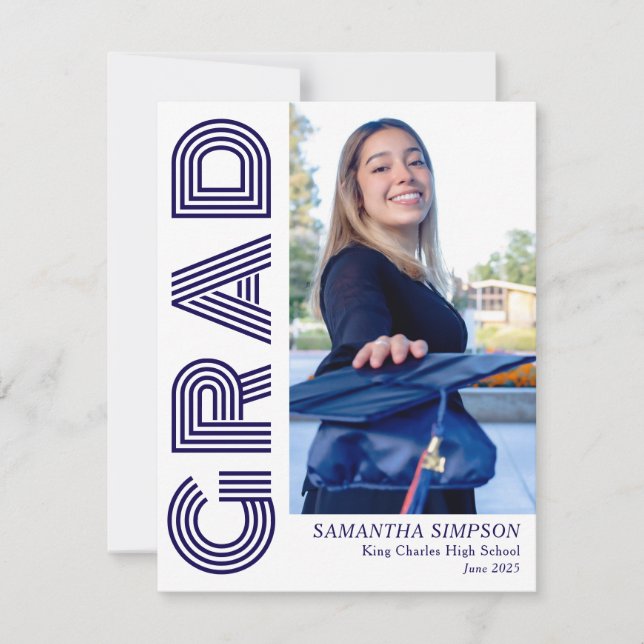 Faire-part moderne Blue Graduation Carte Plat (Devant)