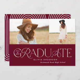 Faire-part Moderne bordeaux géométrique 2 photo arch graduati