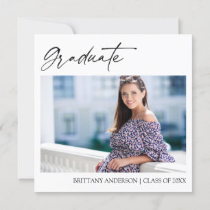 Faire-part Moderne Calligraphie Encre Script Photo Graduation