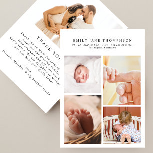 Faire-part Moderne Chic 5 Photo Remerciement Baby Shower Nais