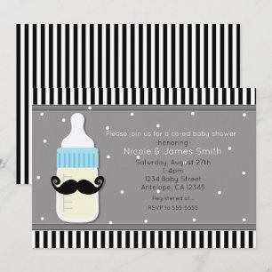 Faire-part moderne de bouteille et de moustache po