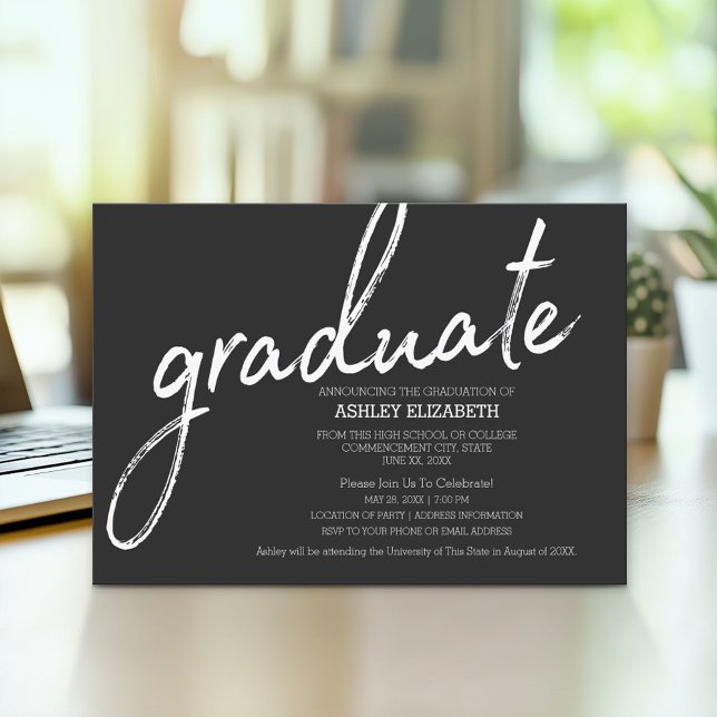 Faire-part moderne de graduation avec Gras Gras (Modern Graduation Announcement and Party Invitation)