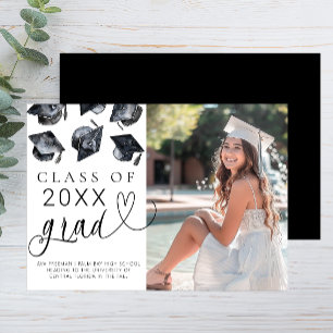 Faire-part moderne de graduation en noir et blanc