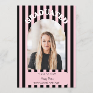 Faire-part Moderne dégradé rayé noir et rose blush pour la re