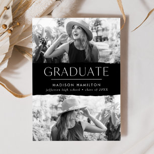 Faire-part Moderne Edge Black 2 Photo Graduation