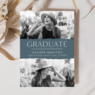Faire-part Moderne Edge Blue Grey 2 Photo Graduation