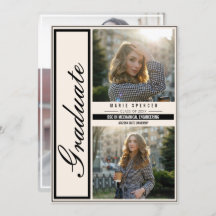 Moderne Elégant 3 Photo Collage Bbeige Graduation