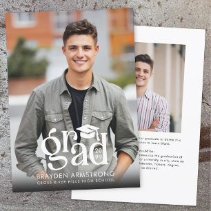 Faire-part Moderne GRAD Casquette 2 Photos Blanches