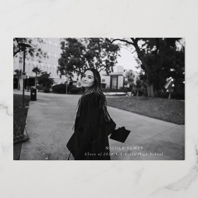 Faire-part moderne Gras Graduation Pressé (Recto)