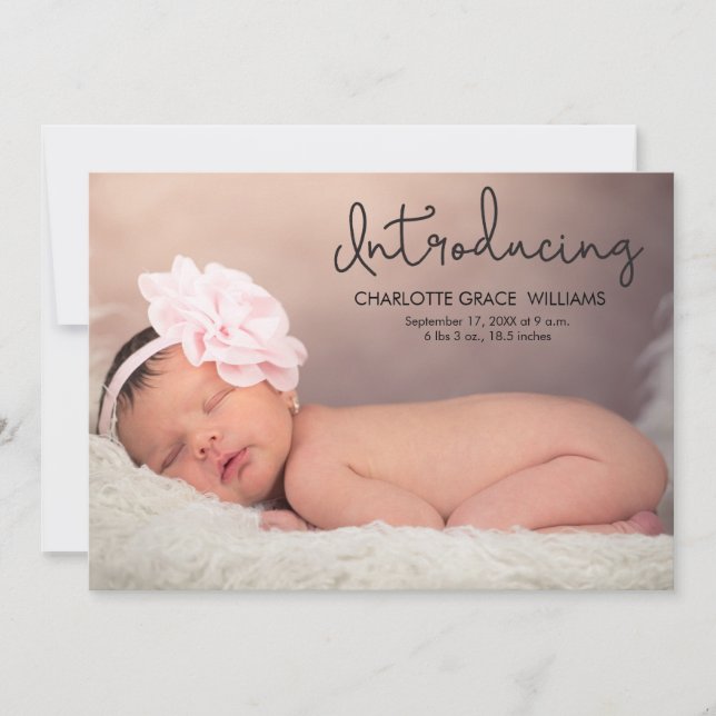 Faire-part Moderne introduction Baby Girl Photo Naissance (Devant)