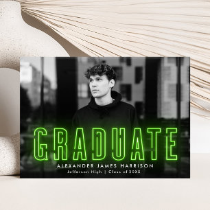 Faire-part Moderne Lime Green Neon Photo Graduation