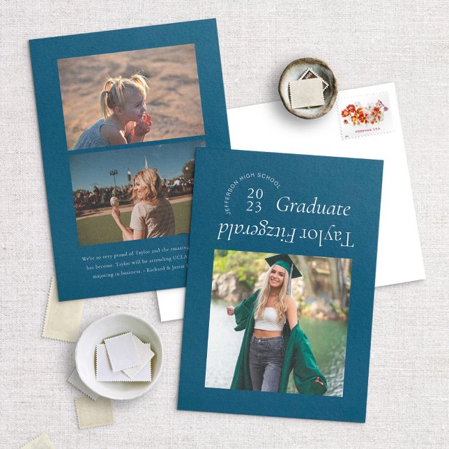 Faire-part moderne minimal à la mode photo Grad (Créateur téléchargé)