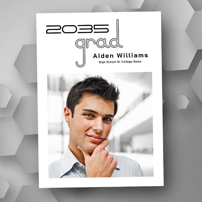 Faire-part Moderne Minimal Unique Haute Technologie Diplôme P (Available in high quality print or instant download for quick messaging, email or self printing.)