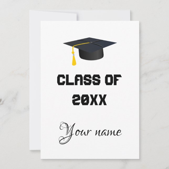 faire-part moderne minimaliste de graduation (Devant)