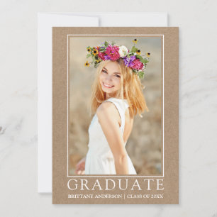 Faire-part Moderne minimaliste Photo Kraft Graduation