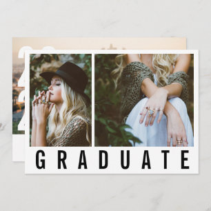 Faire-part Moderne minimum 3 photo graduation simple annonce