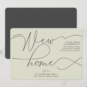 Faire-part Moderne Nouveau Accueil Calligraphie Pale Green Mo
