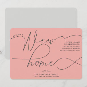 Faire-part Moderne Nouvelle maison Calligraphie Saumon rose M