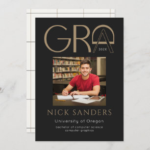 Faire-part Moderne Photo Graduation College Black Gold