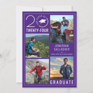 Faire-part Moderne Purple Graduation 4 Photos
