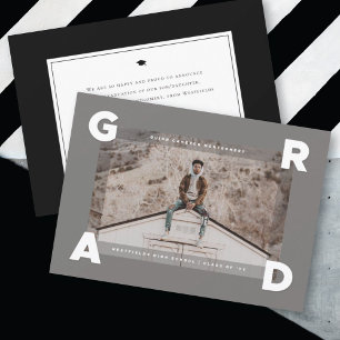 Faire-part Moderne Quatre coins GRAD Simple Photo Graduation