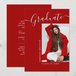 Faire-part Moderne   Red 1 Photo Elegant Script